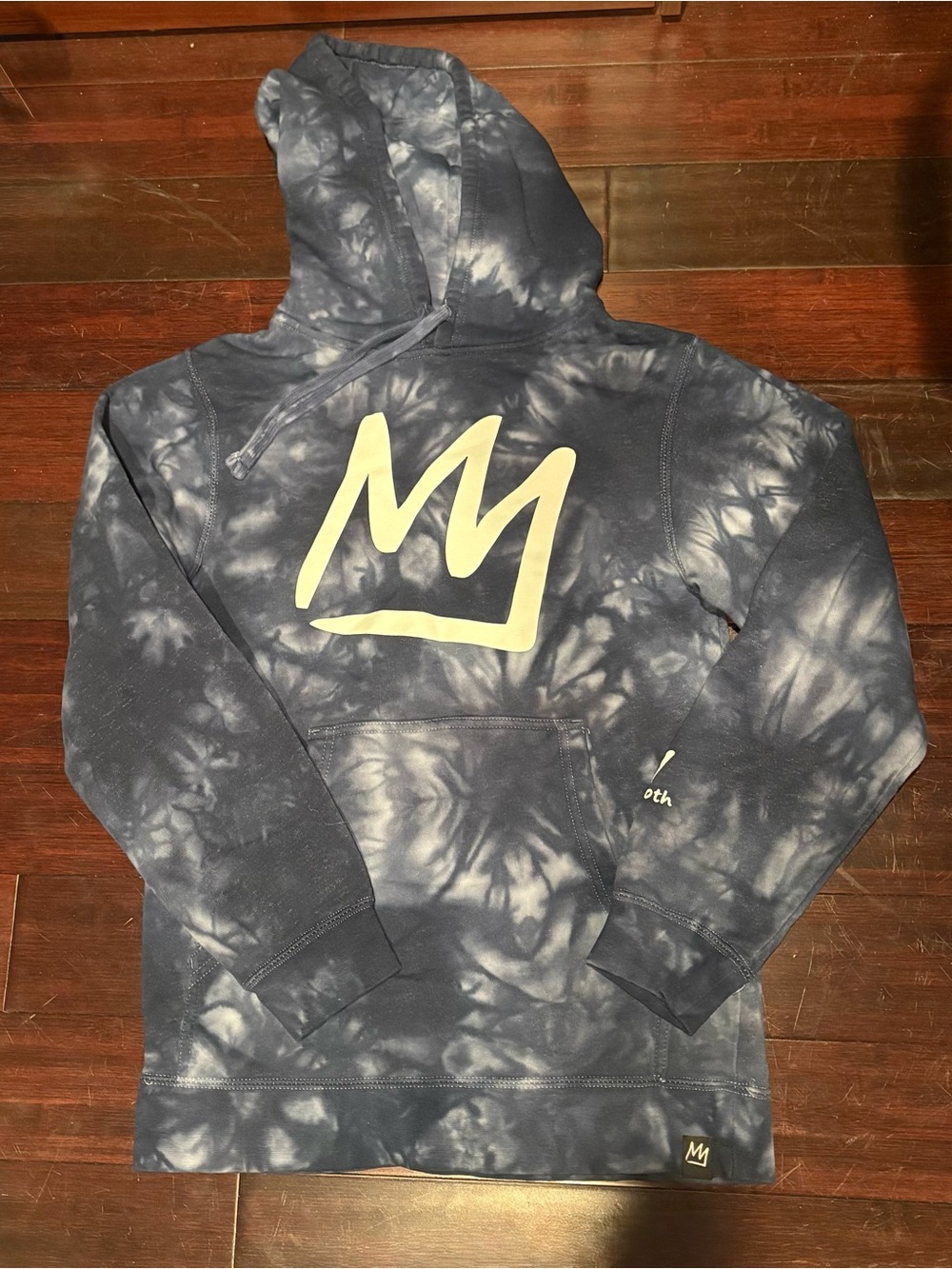 Tie-Dye Navy Pullover Hoodie with Mammoth Graphic